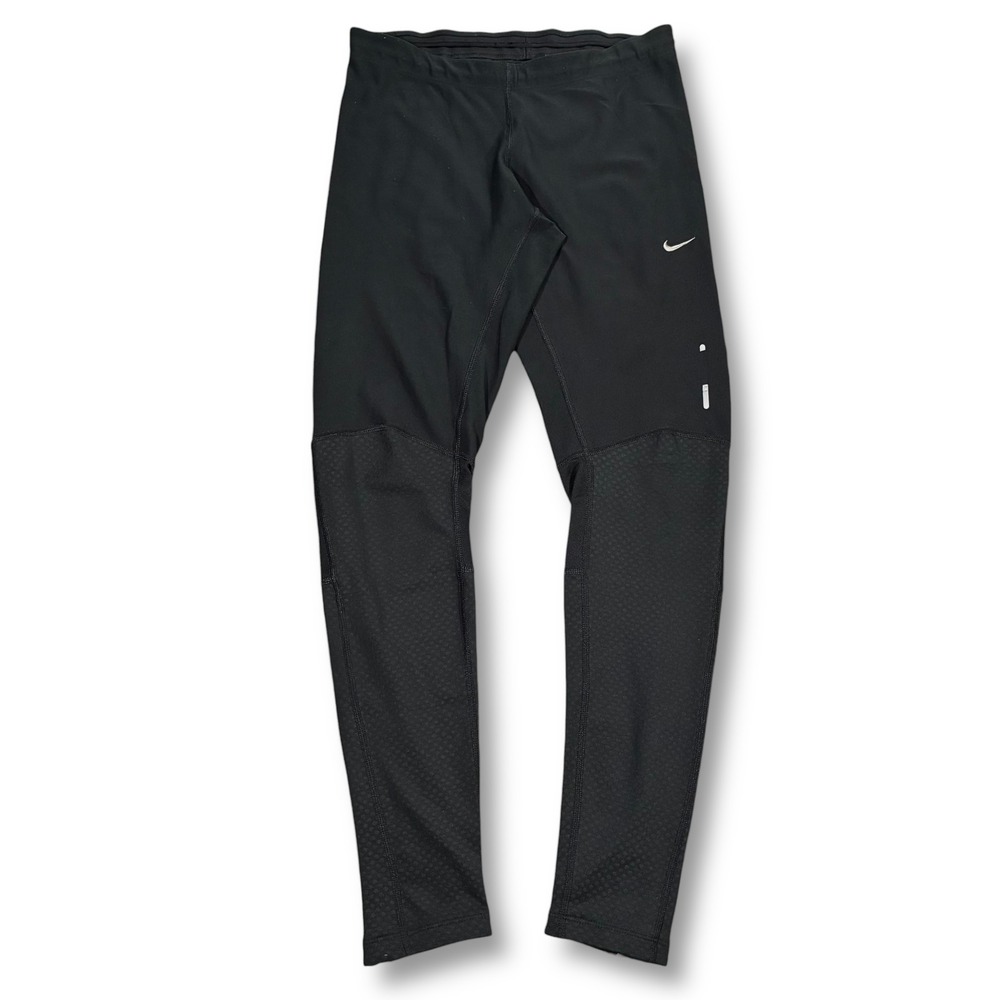 Nike Dri-Fit Women Running Tights Leggings‎ Black Ankle Zippers Logo Size S